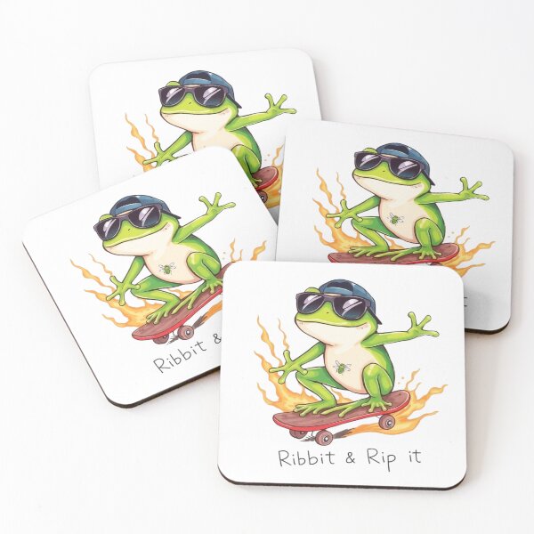 Item preview,  Frog Riding a Skateboard Saying "Ribbit or Rip It" designed and sold by enerjik.