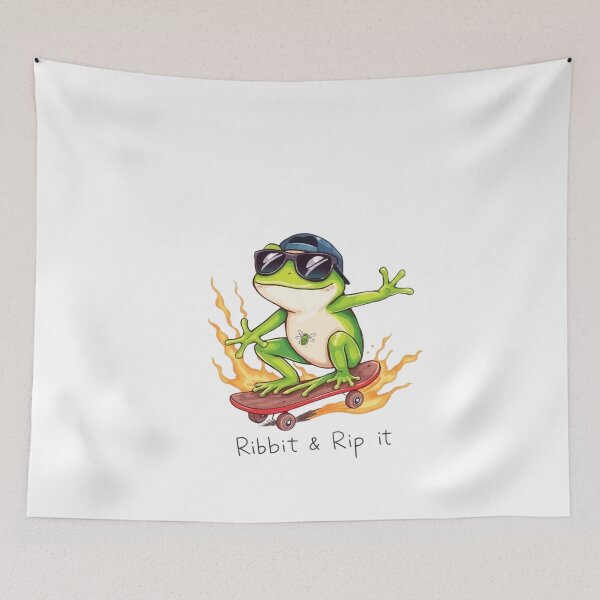 Item preview,  Frog Riding a Skateboard Saying "Ribbit or Rip It" designed and sold by enerjik.