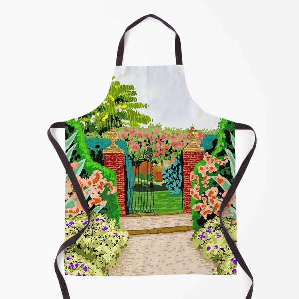 Item preview, Gated Garden, Nature Landscape Painting, Colorful Botanical Architecture, Bohemian Illustration designed and sold by 83oranges.com.