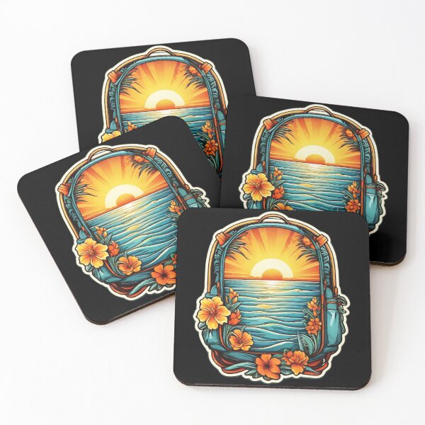 Item preview, Hawaii Sunset Over The Ocean with Orchids Backpack Shaped designed and sold by NautiChic.