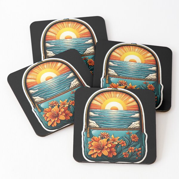Item preview, Hawaii Sunset Over The Ocean with Orchids - Backpack Shaped designed and sold by NautiChic.