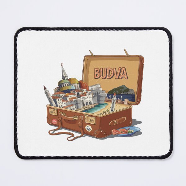 Item preview, Budva Montenegro sea - "Budva Adventure Suitcase – Retro Cartoon Travel Art" designed and sold by stickercuffs.