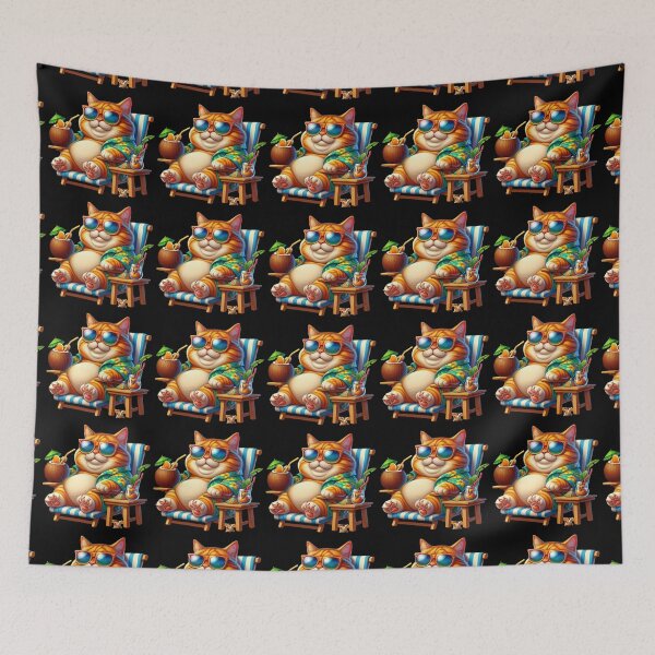 Item preview, A Fat Orange Cat, Wearing Sunglasses, Sleeping On The Beach designed and sold by PixelStoneDesign .