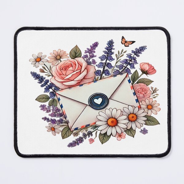 Item preview, Flower Letter Envelope - Romantic White Envelope with Floral Arrangement and Blue Wax Seal designed and sold by KreaDesignOne.