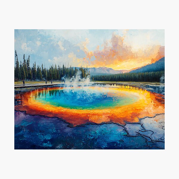 Item preview, Grand Prismatic Spring - Vibrant Impressionist Art, Nature Inspired, Colorful Landscape designed and sold by TheInkFabric.