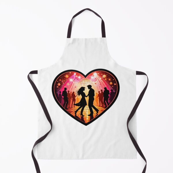 Item preview, Retro Love - Dancing Couple on Checkered Floor with Disco Ball and Vibrant Heart-Shaped Frame designed and sold by KreaDesignOne.