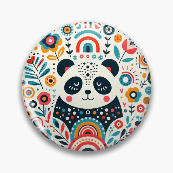 Item preview, Scandinavian Folk Art Rainbow Animals - Panda by Heidi Anne Morris designed and sold by FOLK ART FUSION by heidiannemorris.
