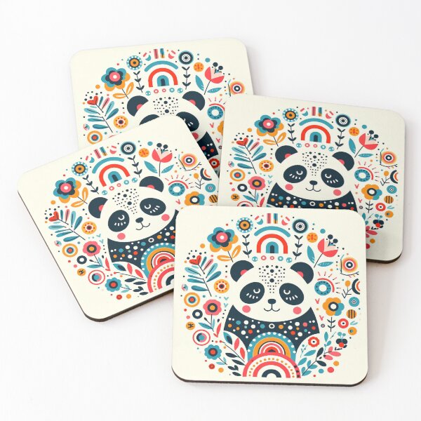 Item preview, Scandinavian Folk Art Rainbow Animals - Panda by Heidi Anne Morris designed and sold by FOLK ART FUSION by heidiannemorris.