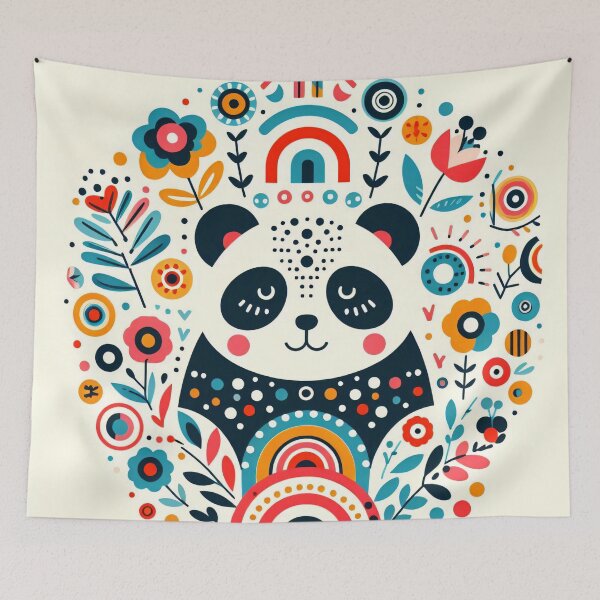 Item preview, Scandinavian Folk Art Rainbow Animals - Panda by Heidi Anne Morris designed and sold by FOLK ART FUSION by heidiannemorris.