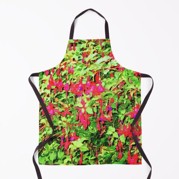 Item preview, Vibrant watercolor fuchsia flowers in lush green garden designed and sold by GestaltImagery.