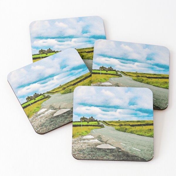 Item preview, Watercolor landscape of the North Pennines in England with country road designed and sold by GestaltImagery.