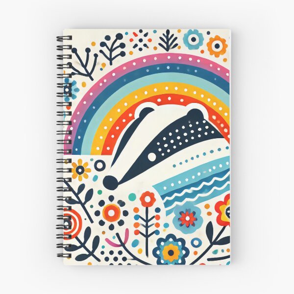 Item preview, Scandinavian Folk Art Rainbow Animals - Bright Beautiful Happy Badger by heidiannemorris designed and sold by FOLK ART FUSION by heidiannemorris.