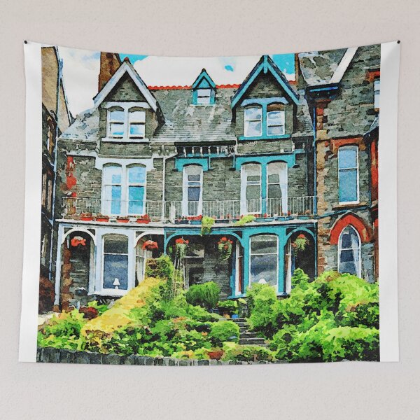 Item preview, Charming Victorian house watercolor painting in the Lake District designed and sold by GestaltImagery.