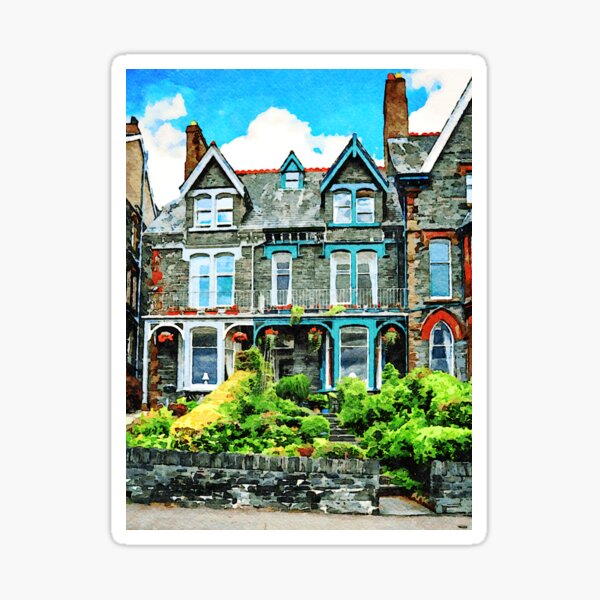 Item preview, Charming Victorian house watercolor painting in the Lake District designed and sold by GestaltImagery.