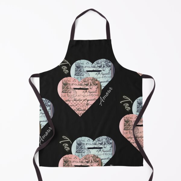Item preview, It's Retro! French Language Words in Two Heart Shapes Design Contrast Colors Too Amour Hearts Beat as One Together Forever Unity designed and sold by NadeenInspires.
