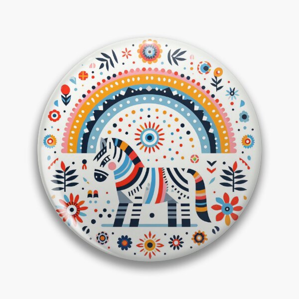 Item preview, Scandinavian Folk Art Rainbow Animals - Zebra by ©️ heidiannemorris designed and sold by FOLK ART FUSION by heidiannemorris.