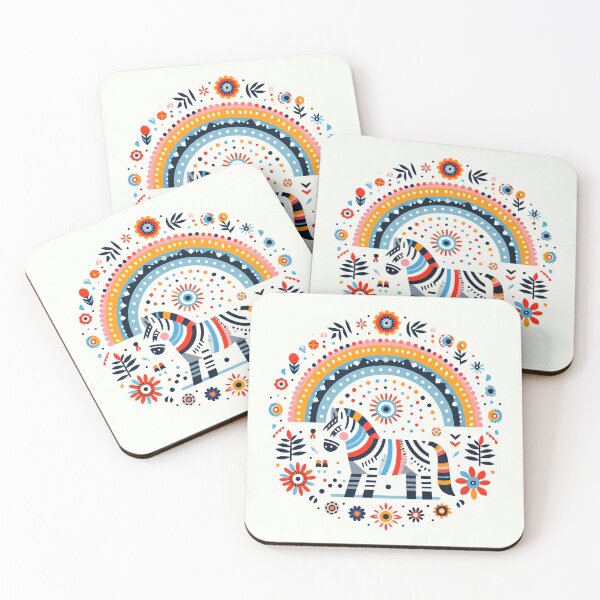 Item preview, Scandinavian Folk Art Rainbow Animals - Zebra by ©️ heidiannemorris designed and sold by FOLK ART FUSION.