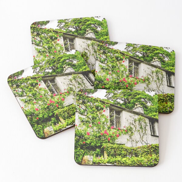 Item preview, Charming countryside cottage with lush garden in watercolor style painting designed and sold by GestaltImagery.