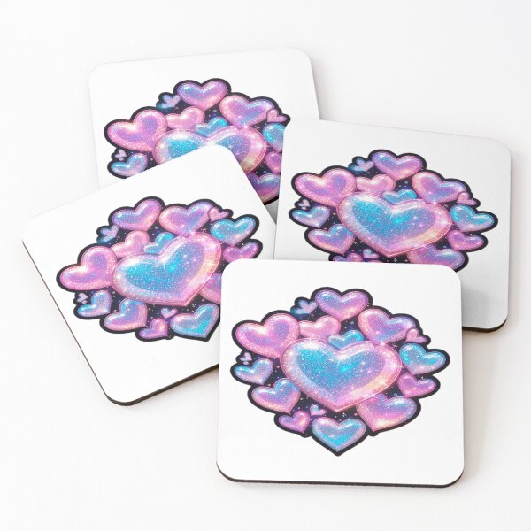 Item preview, Glitter Hearts - Sparkling Multicolored Hearts with Pink, Blue, and Purple Hues designed and sold by KreaDesignOne.