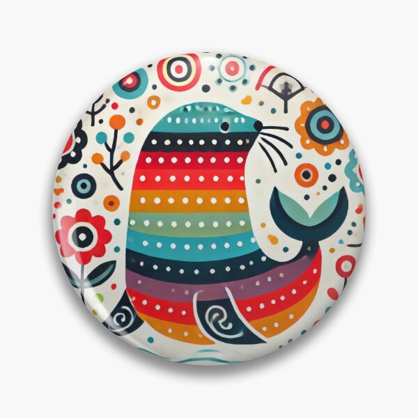 Item preview, Scandinavian Folk Art Rainbow Animals - Sealion by heidiannemorris designed and sold by FOLK ART FUSION by heidiannemorris.
