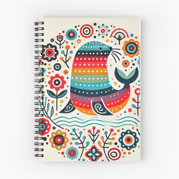Item preview, Scandinavian Folk Art Rainbow Animals - Sealion by heidiannemorris designed and sold by FOLK ART FUSION.