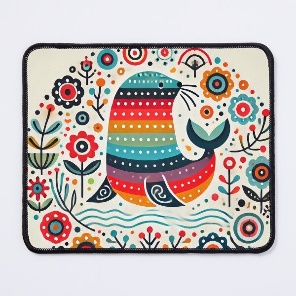 Item preview, Scandinavian Folk Art Rainbow Animals - Sealion by heidiannemorris designed and sold by FOLK ART FUSION by heidiannemorris.