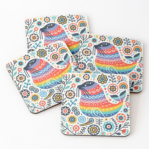 Item preview, Scandinavian Folk Art Rainbow Animals - Sealion by heidiannemorris designed and sold by FOLK ART FUSION by heidiannemorris.