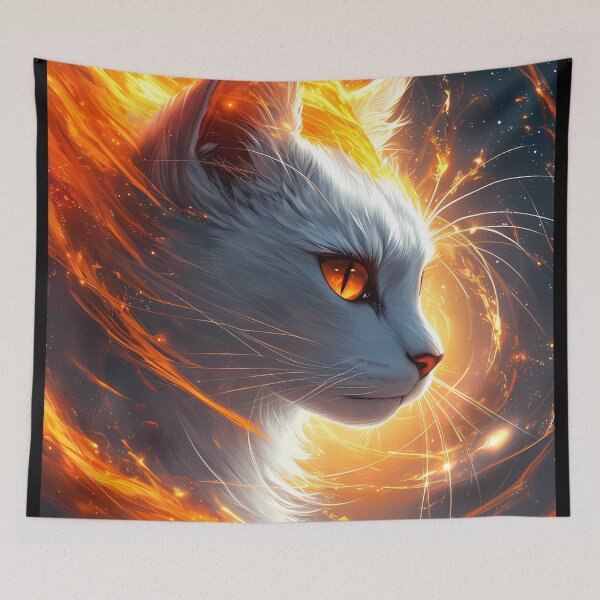 Item preview, Fiery Cosmic Kitten – Mystical and Majestic Cat designed and sold by MystiqSlav.