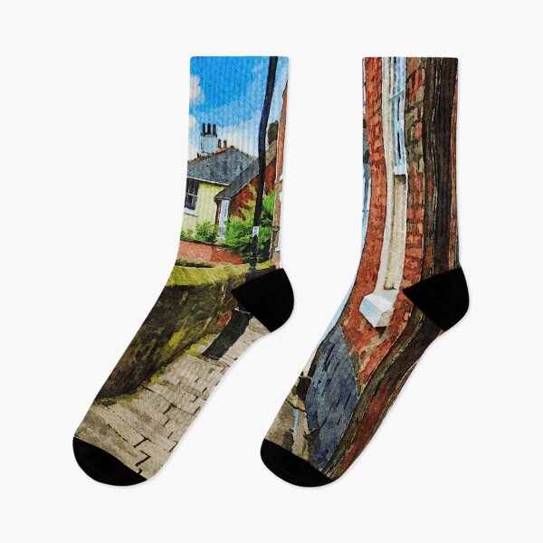 Item preview, Watercolor painting of Chester city walls and charming English architecture designed and sold by GestaltImagery.