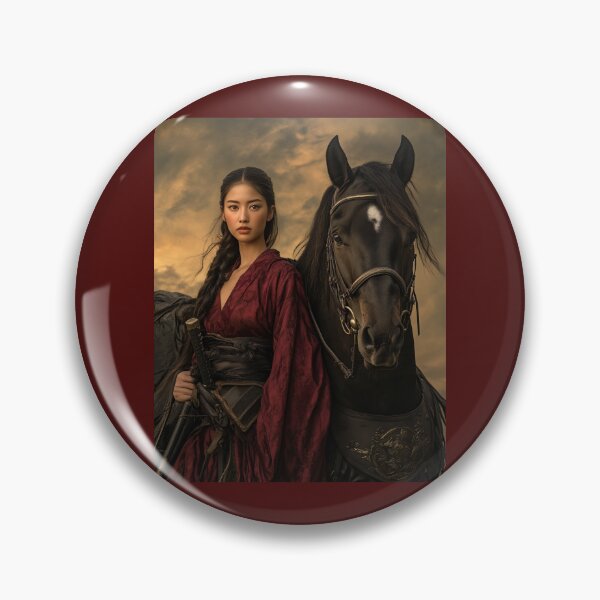 Item preview, Fierce Samurai Warrior and Majestic Warhorse at Dusk designed and sold by ArtVibeCo.