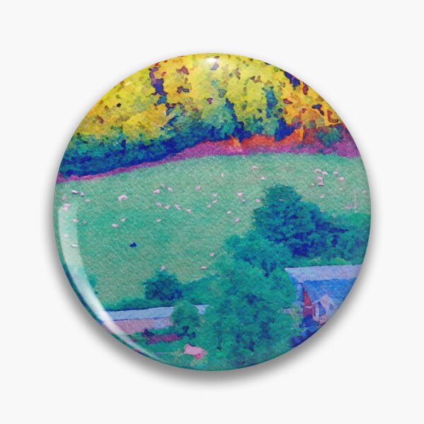 Item preview, Watercolor landscape of sheep and cows grazing in Welsh countryside designed and sold by GestaltImagery.
