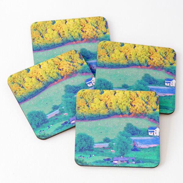 Item preview, Watercolor landscape of sheep and cows grazing in Welsh countryside designed and sold by GestaltImagery.