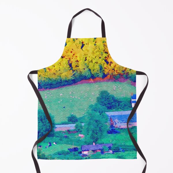 Item preview, Watercolor landscape of sheep and cows grazing in Welsh countryside designed and sold by GestaltImagery.