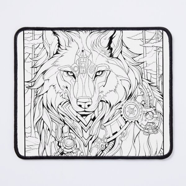 Item preview, Steampunk Wolf Coloring Page Pattern  designed and sold by DavidColoring.