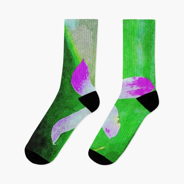 Item preview, Vibrant watercolor of a purple orchid against a lush green backdrop designed and sold by GestaltImagery.
