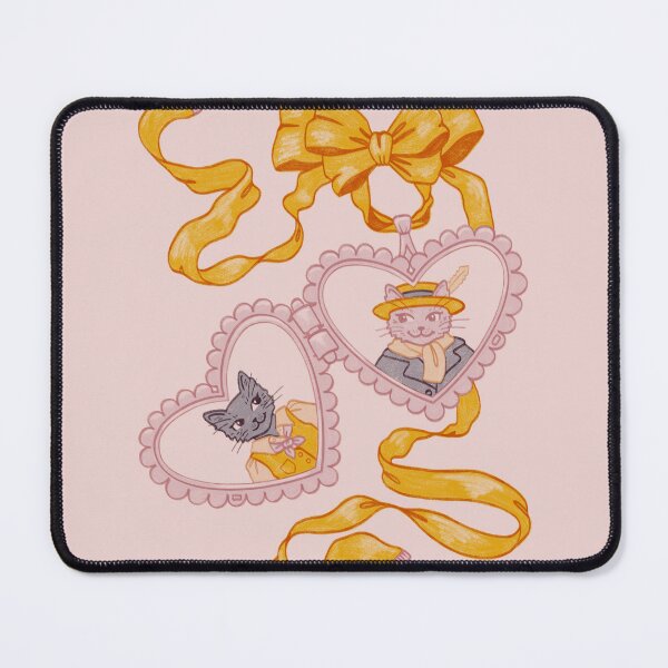 Item preview, Two cats love heart locket with a bow illustration designed and sold by Alika's  Garden.