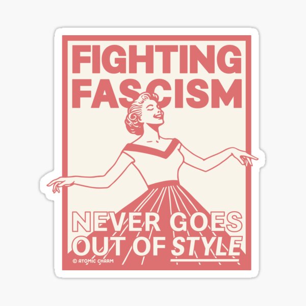 Vista previa del artículo con la obra «La lucha contra el fascismo nunca pasa de moda - Red», diseñado y vendido por Atomic-Charm.
