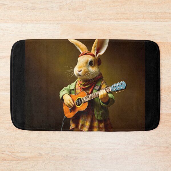 Item preview, Cute hippie bunny playing classical guitar designed and sold by Dogandesighn.