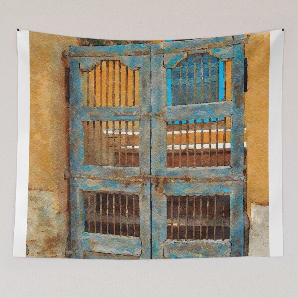 Item preview, Watercolor painting of a rustic gate in Santa Fe, New Mexico designed and sold by GestaltImagery.