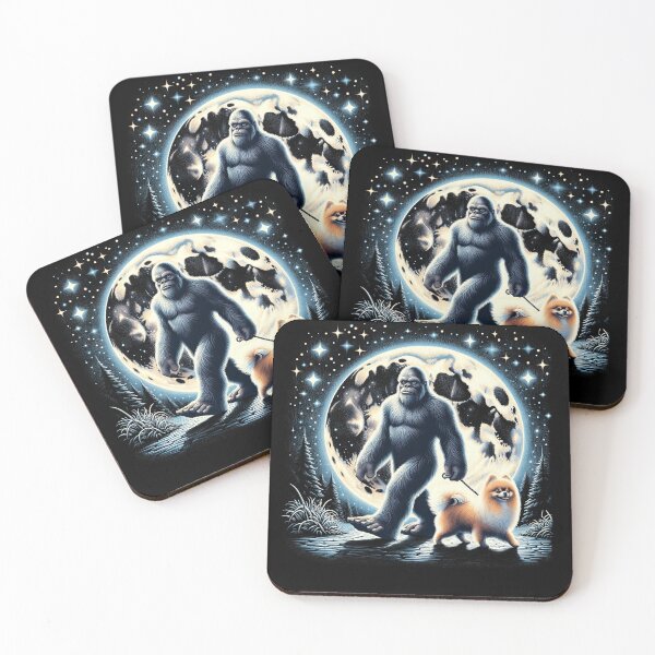 Item preview, Bigfoot Sasquatch Pomeranian Walking Dog Lover Moon designed and sold by Kimberley King Art  King Art.