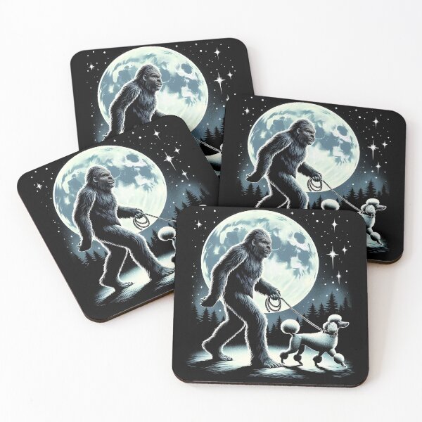 Item preview, Bigfoot Sasquatch Poodle Walking Dog Lover Moon designed and sold by Kimberley King Art  King Art.