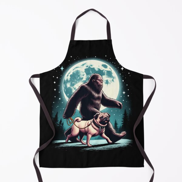 Item preview, Bigfoot Sasquatch Pug Walking Dog Lover Moon designed and sold by Kimberley King Art King Art.