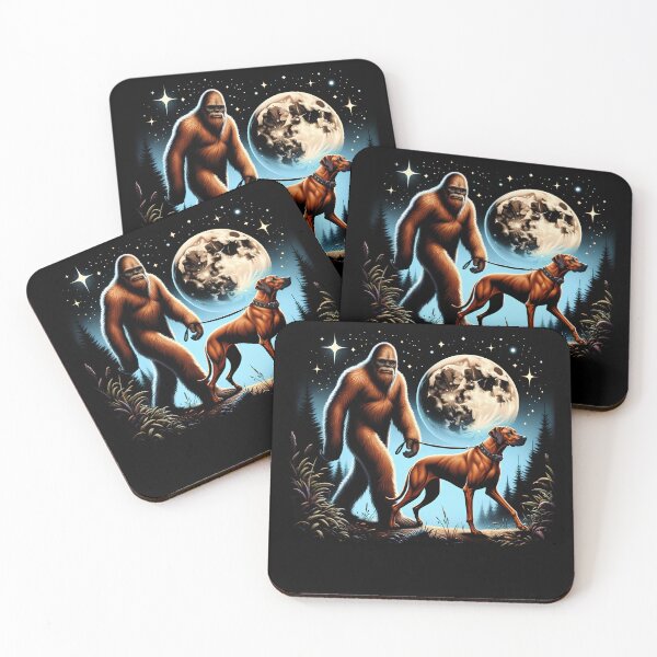Item preview, Bigfoot Sasquatch Rhodesian Ridgeback Walking Dog Lover Moon designed and sold by Kimberley King Art  King Art.