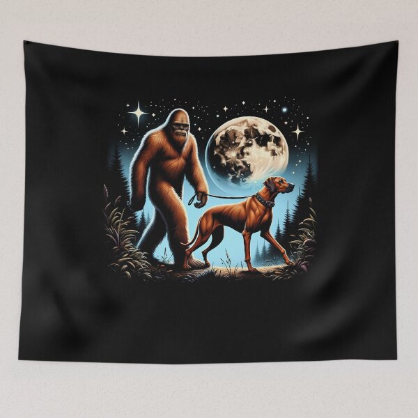 Item preview, Bigfoot Sasquatch Rhodesian Ridgeback Walking Dog Lover Moon designed and sold by Kimberley King Art  King Art.