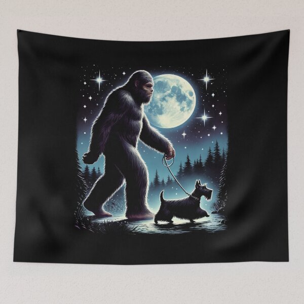 Item preview, Bigfoot Sasquatch Scottish Terrier Walking Dog Lover Moon designed and sold by Kimberley King Art  King Art.