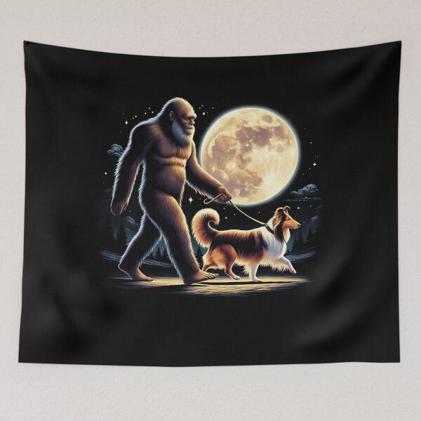 Item preview, Bigfoot Sasquatch Sheltie Walking Dog Lover Moon designed and sold by Kimberley King Art  King Art.