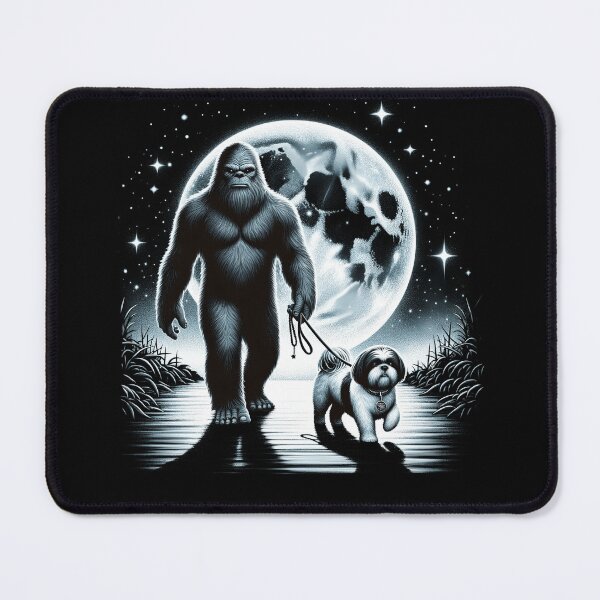 Item preview, Bigfoot Sasquatch Shih Tzu Walking Dog Lover Moon designed and sold by Kimberley King Art  King Art.
