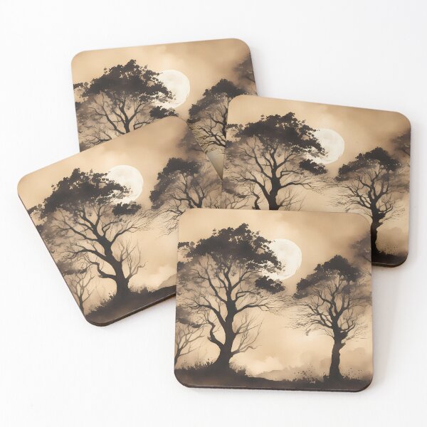 Item preview, Sepia Fullmoon Trees designed and sold by CalmnessbyChoice.