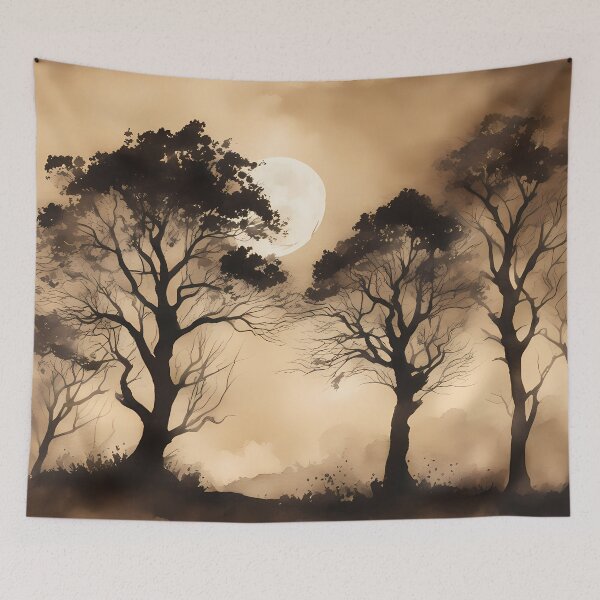 Item preview, Sepia Fullmoon Trees designed and sold by CalmnessbyChoice.