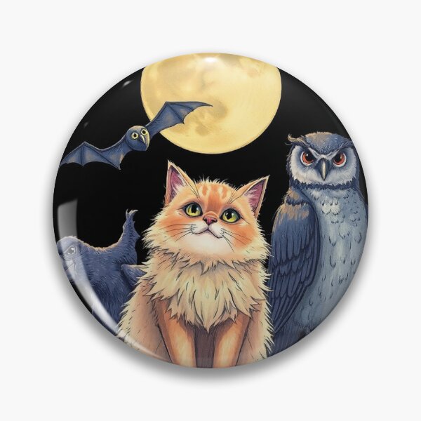 Item preview, A simple art involving  bat, a cow, an owl and a cat designed and sold by Shapeshifter797.